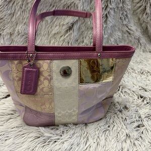 Coach Pink and Gold Tote Bag with Elegant Design